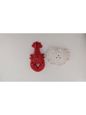 VTG Under the Sea Costal Red Lobster & White Crab Salt & Pepper Shakers 4"